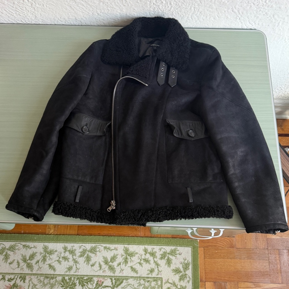 Lamb Leather Shearling Bomber Moto Jacket